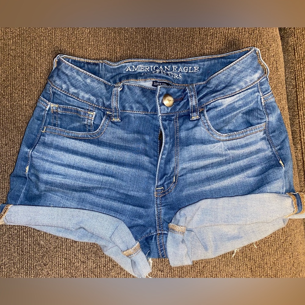 American Eagle Outfitters Super Stretch Hi-Rise Shortie Shorts size 0.